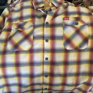 DIXXON Men's Yellow and Blue Plaid Shirt